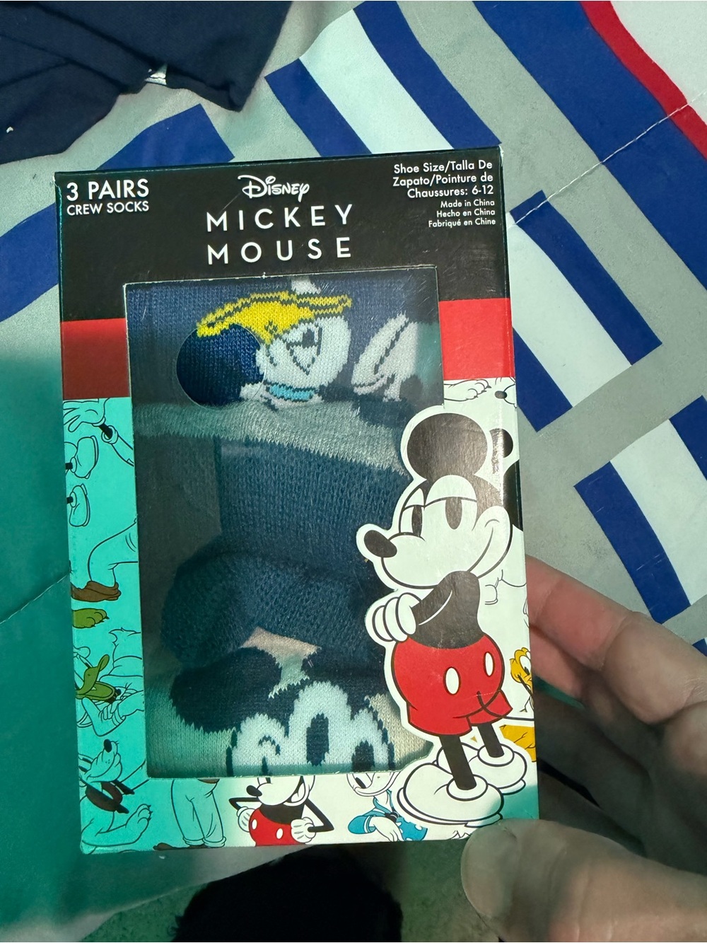 Disney Mickey Mouse Crew Socks - Blue with Yellow & White Accents